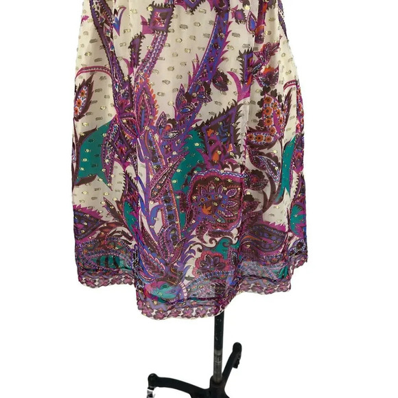 Tibi Cream Purple Floral Paisley Metallic Halter Mini Dress Size 6‎ - Picture 5 of 14
